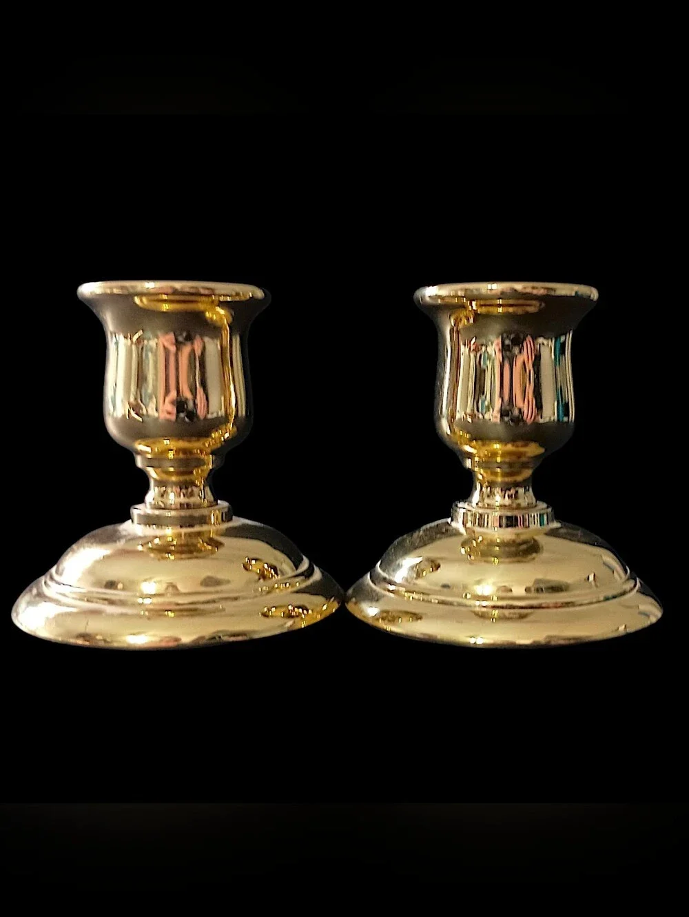 2 Vintage PartyLite Brass Candle Holders Mini Tapers Gold Tone Candlesticks